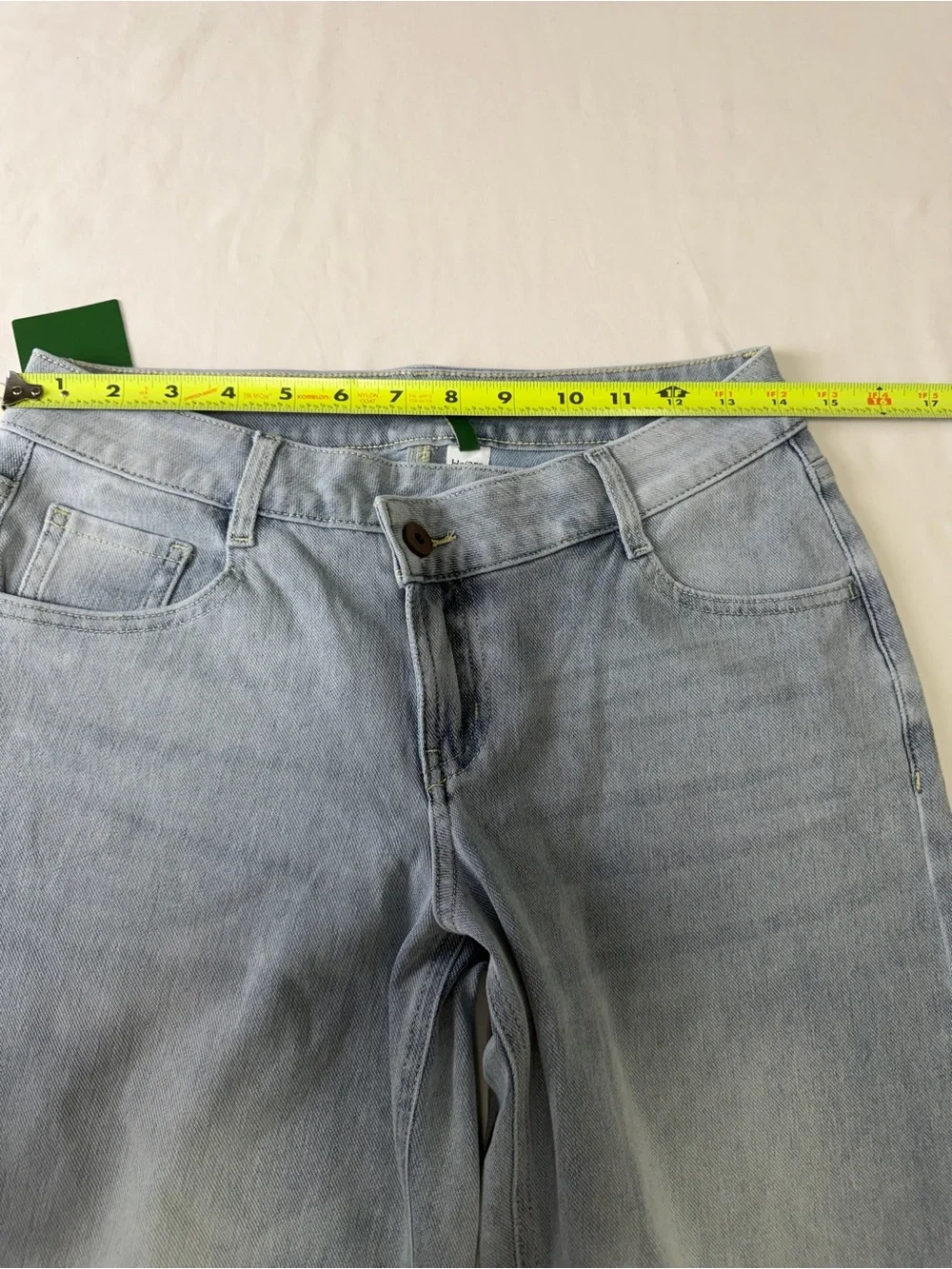HALARA Light Blue Asymmetrical Wide-Leg Denim Jeans - Picture 9 of 14